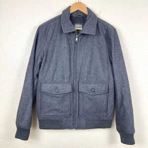 Gap Wool Heather Grey Front Zip Bomber Jacket Size Medium Men‎